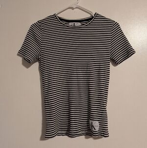 Calvin Klein Striped Black & White Short Sleeve Tee